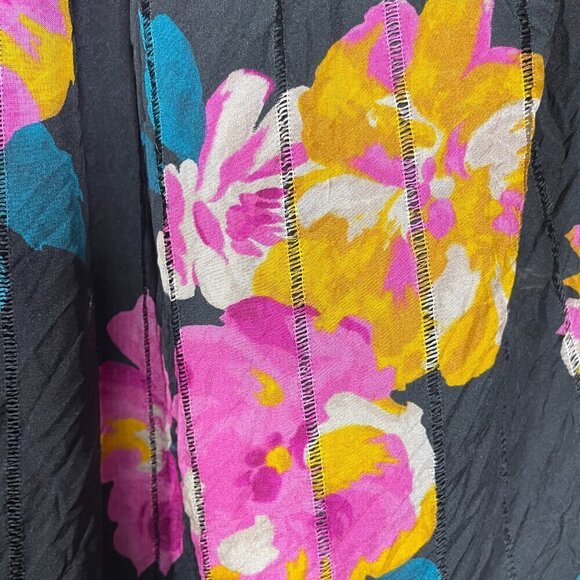 Joie Women's Long Sleeve Floral Black Silk Tunic Blouse XS-(M) Oversized! - Picture 6 of 6
